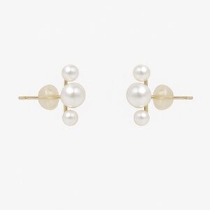 ✨BRAND NEW✨ Elegant Pearl Stud Earrings- AKOYA PEARL & 18YG🤍